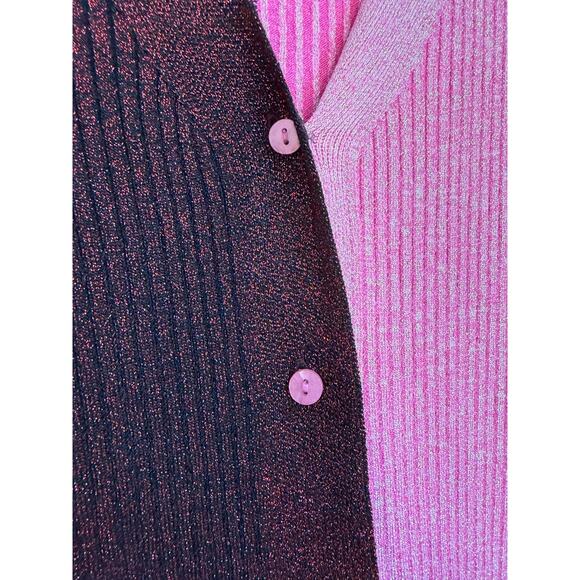 Cocobleu New York Size LG Button Up Knit Pink Red Shimmer Dress NWT - Picture 6 of 7